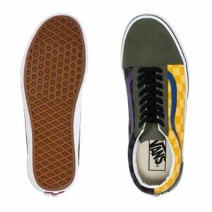 Vans Olive and Yellow Checkerboard Sneakers
